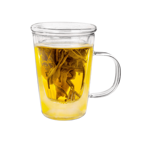 Creano Teeglas 400ml - Teetasse, Sieb & Deckel aus Glas - Teekränzchen