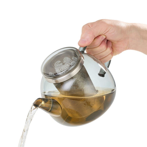 Yuna Teekanne Glas mit Edelstahl - Filter, 1,2 Liter - Teekränzchen
