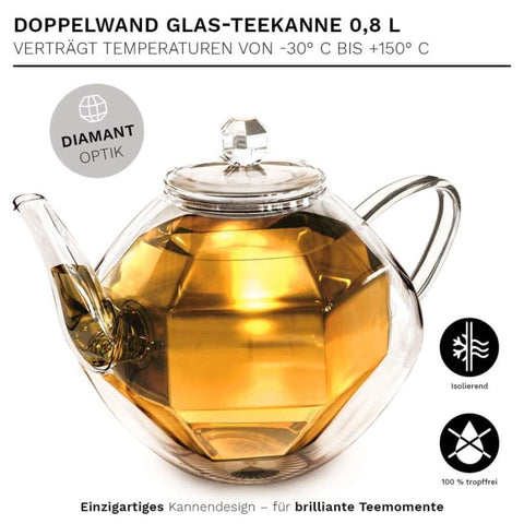 Glas Teekanne "Diamond Design" 800ml - Teekränzchen
