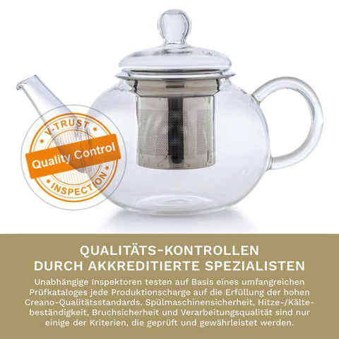 Glasteekanne 0,8 Liter mit Edelstahlsieb - Teekränzchen