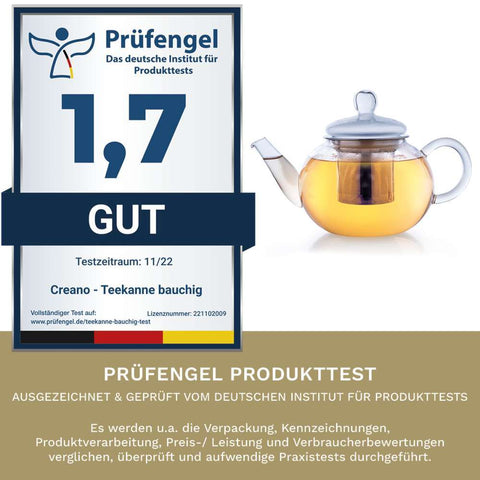 Glasteekanne 0,8 Liter mit Edelstahlsieb - Teekränzchen