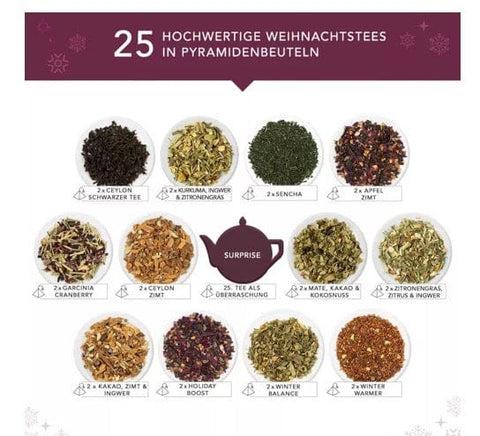 Tee Adventskalender "Santas Secret" 25 Pyramidenbeutel - Teekränzchen