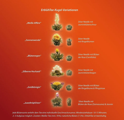 Teeblumen Mix Geschenkset - "ErblühTee" Weisser Tee - Teekränzchen