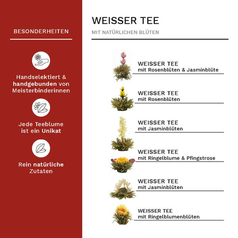 Weisser Tee Teeblumen Erblühtee in edler Geschenkbox - Teekränzchen